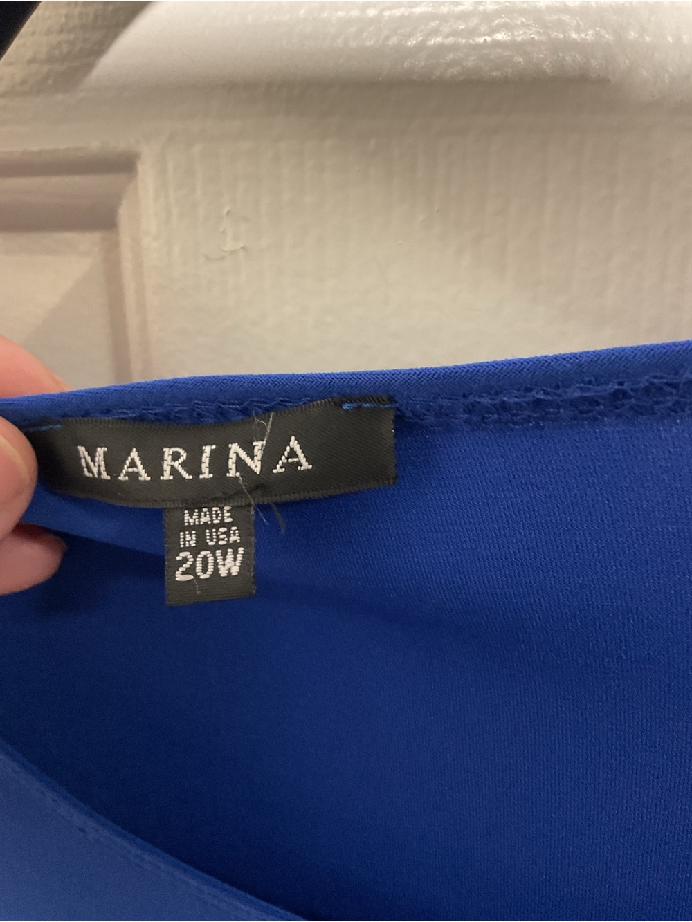 Marina 20W Royal Blue Rhinestone Sleeve Asymmetrical Formal Dress - Picture 6 of 6
